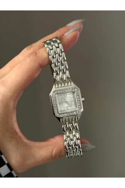 h&b design jewel ساعة يد كلاسيكية بقرص فضي أبيض