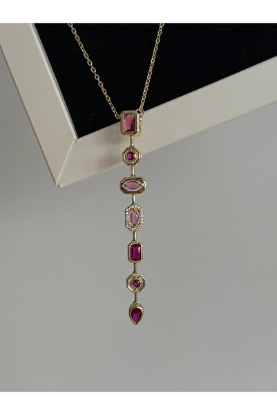 h&b design jewel Çelik Koyu Pembe Y Kolye
