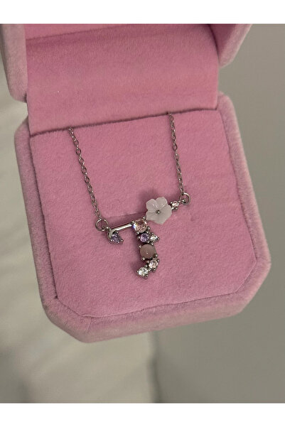 h&b design jewel Steel Silver Floral t Letter Necklace