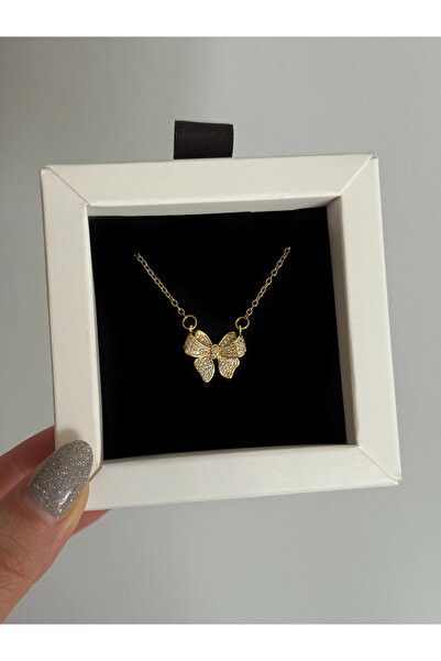 h&b design jewel Steel Gold Ribbon Detail Necklace