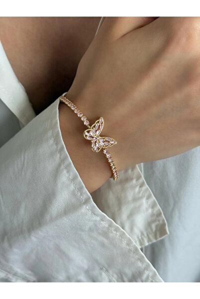 h&b design jewel Pink Zircon Elderly Butterfly Bracelet