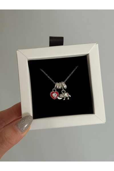 h&b design jewel Çelik Fil Detay Charmlı Kolye
