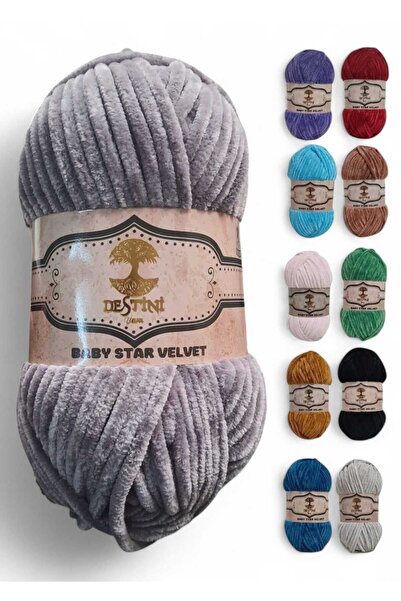 destini Velvet Knitting Thread 100 gr 120 Mt Baby Blanket, Cardigan, Poncho, ...