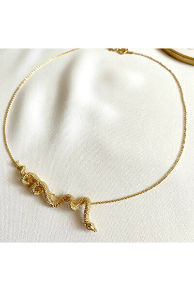 h&b design jewel Çelik Gold Yılan Kolye