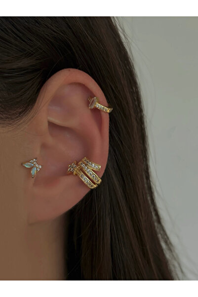 h&b design jewel Gold Star Detailed Earcuff