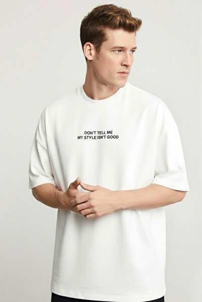 COMBİNE MİCHAİL Ανδρικό μπλουζάκι με κοντό μανίκι σε εκρού χρώμα με στάμπα κε...