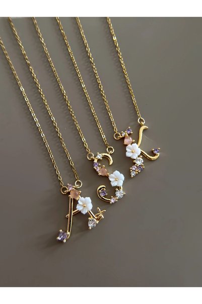 h&b design jewel Steel Flower Letter S Necklace
