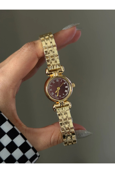 h&b design jewel Gold Mürdüm Klasik Kol Saati