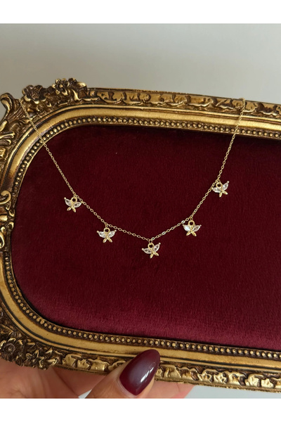h&b design jewel Çelik 5 Kelebekli Charm Kolye