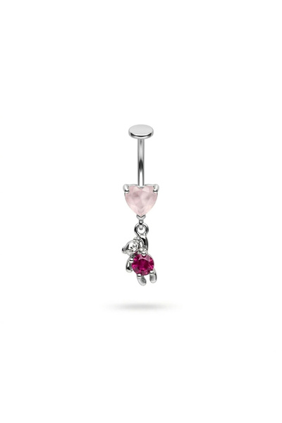 h&b design jewel Cerrahi Çelik Silver Pembe Ayıcıklı Piercing