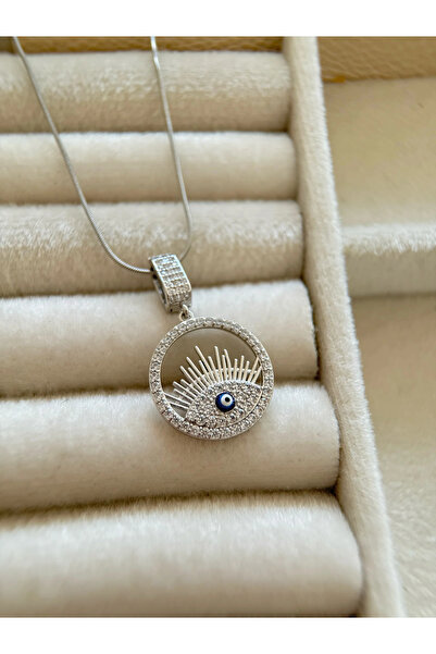 h&b design jewel Steel Silver Eye Detail Necklace
