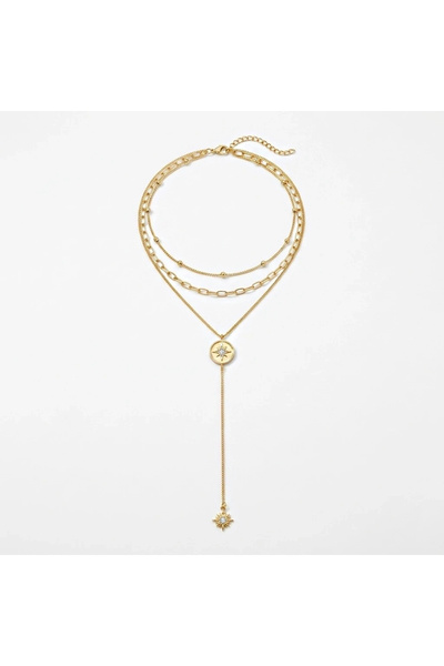 h&b design jewel Çelik Kutup Yıldızlı 3 Lü Y Kolye