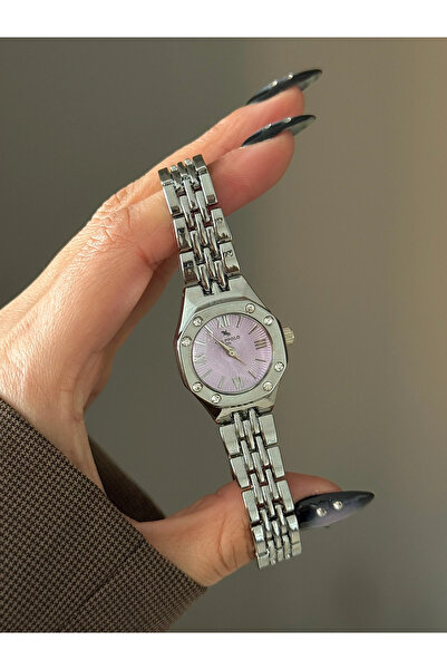 h&b design jewel ساعة يد فضية ليلكية