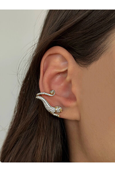 h&b design jewel Çelik Kaplan Detaylı Earcuff