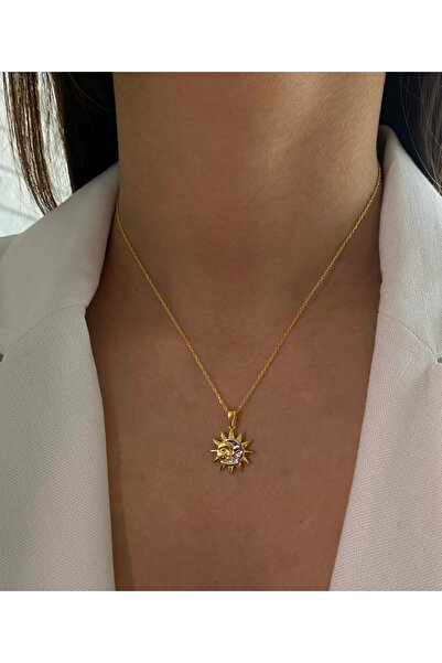 h&b design jewel 925 Ayar Gümüş Güneş Ay Kolye