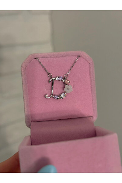 h&b design jewel Steel Silver Floral Letter D Necklace