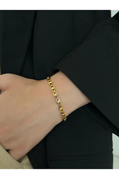 h&b design jewel Çelik Bebe Boy Göz Detay Kelepçe Bileklik