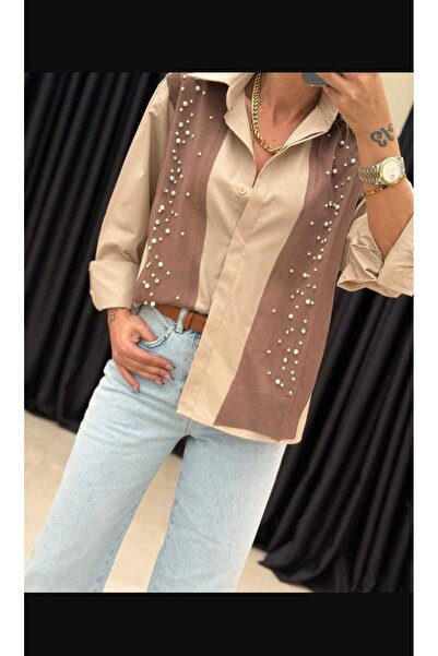RECEP AYDIN Shirt with Pearl and Tricoted Details
