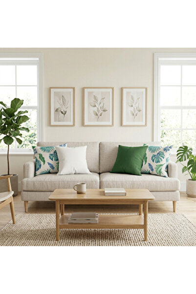 MODA 4-Piece Leaf Patterned Modern Throw Pillow Cover - Pillow Case Digital P...
