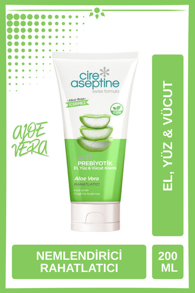 CIRE ASEPTINE Soft Prebiyotik Aloe Vera El,Yüz ve Vücut Kremi 200 Ml Tüp