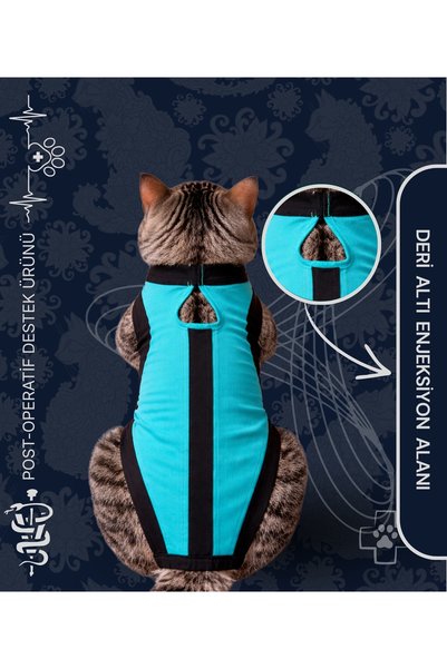 EFSANE PET Post-Operative Protective Cat and Dog Coverall, Sleeveless, with Velcro on the Back, and Injection Section