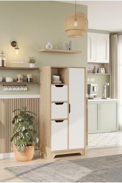 L'occi Concept Dorge 8 Raflı Çok Amaçlı Dolap 2 Kapaklı 2 Çekmeceli Kiler Mut...
