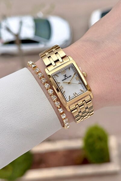 Daniel Klein 22 mm Women's Wristwatch with Pearl Dial and Gold Color Adjustab...