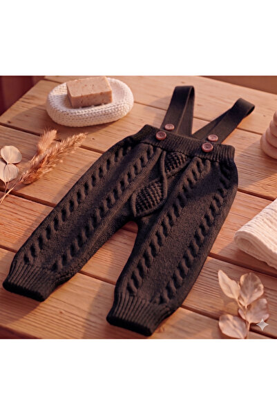 Nimini Kids Knitted Diamond Patterned Unisex Baby Salopet with Adjustable Str...