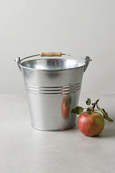 Desen Dekorasyon Metal Dekoratif Kova 5 Litre - 20 cm Çok Amaçlı Saplı Galvan...