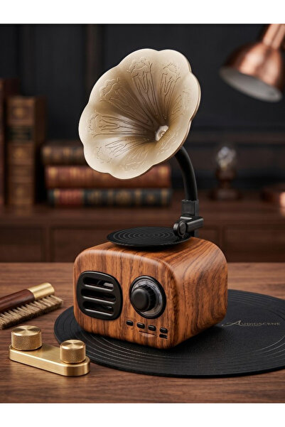 Deppo Trend Eski Moda Nostalji Radyo Ahşap Eskitme Gramofon Bluetooth Hoparlö...