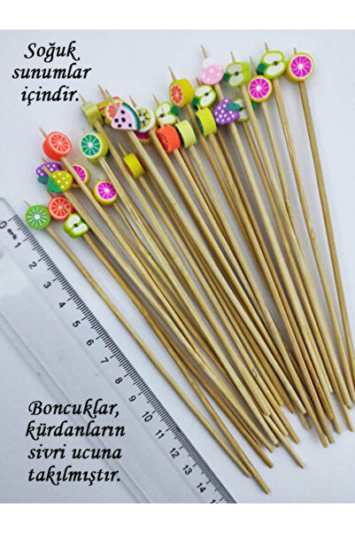BEYHAN BAYHAN 15 Cm Uzun Kürdan - 30 Adet Dekoratif Karışık Meyve Boncuklu Ko...