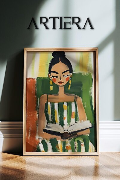 HİGUERA Γυναικείο πορτρέτο που διαβάζει βιβλίο σε πράσινα τόνους Ζωγραφική το...