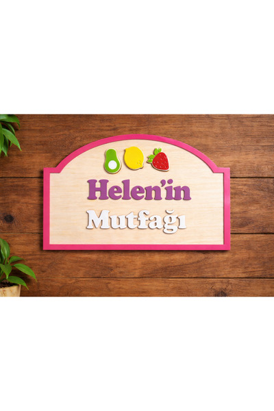 Boncukafası Ahşap İsme Özel Restoran Tabelası – Çocuk Oyun Mutfak Dekoru (20 cm)