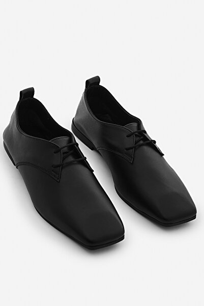 SAYL Μαύρα Γνήσιο Δέρμα Lace-up Τετράγωνη μύτη Γυναικεία παπούτσια Oxford μοκ...