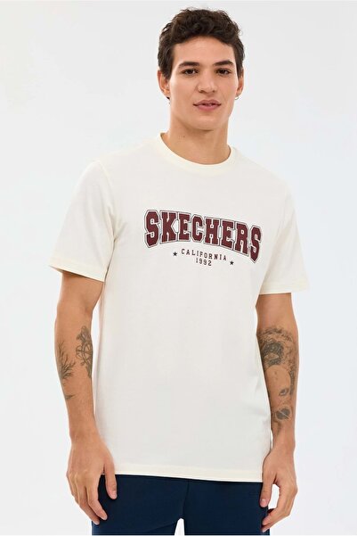 SKECHERS S2610122 M Regular T-Shirt Erkek Tişort BEYAZ