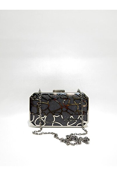 womenacs Μαύρο Χρώμα Γυναικείο Βραδινό Φόρεμα με Γκλίτερ, Τσάντα Clutch Portf...