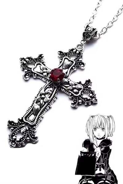Corvus kolye&bileklik Anime Death Note Misa Kırmızı Kristal Taşlı Kolye