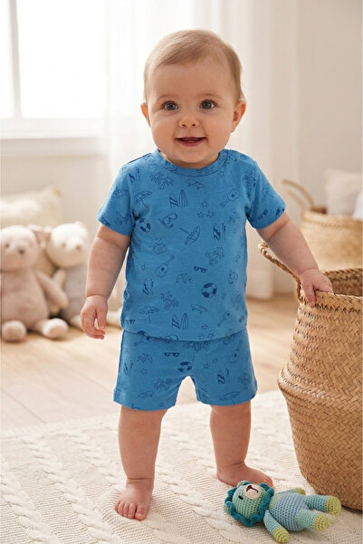 For My Baby طقم شورت وتي شيرت مطبوع للأطفال الأولاد مكون من قطعتين
