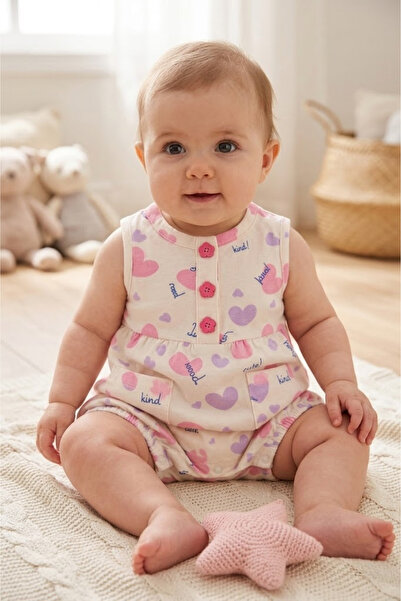 For My Baby Baby Girl Patterned Summer Jumpsuit with Pockets