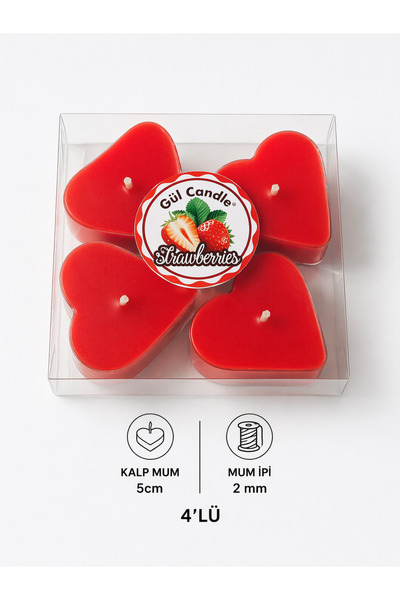 Gül Mum Kalp Mum 5cm 2 mm 4'lü