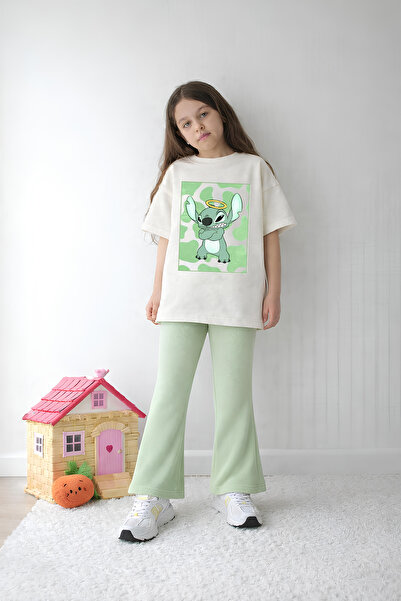 Belya Kids Wear Set pentru fete, top și colanți supradimensionați, design dră...