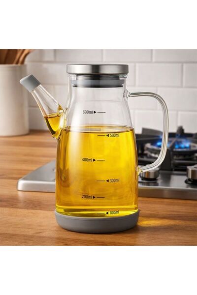 İthal 600 ml Borasilikat Cam Yağlık/Sirkelik/Sosluk