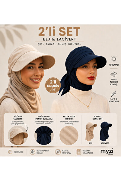 MYZİ STORE Γυναικείο καπέλο τεσεττούρ, σάλι με κορδόνια, αντηλιακό με γείσο, ...