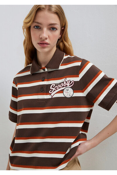 Mavi Μπλουζάκι Scobby Doo με στάμπα σε καφέ χρώμα, κανονική εφαρμογή / κανονι...