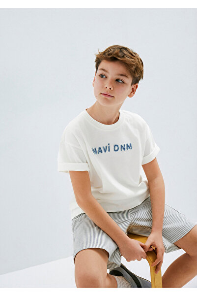 Mavi Dnm bedrucktes Ecru-T-Shirt, lockerer Schnitt / bequemer Schnitt 6610506...