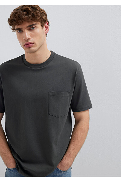 Mavi Grünes Basic-T-Shirt mit Taschendetail, lockerer Schnitt / bequemer, loc...