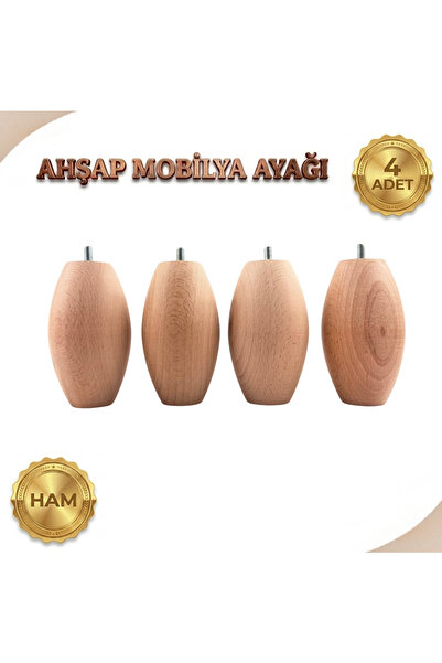 M14 - Koltuk Mobilya Ayağı |Kanepe Ayağı |Kayın Ahşap 4'Lü Set – 12 cm