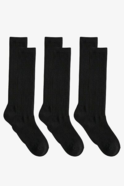 COTENCONCEPT 3 Pairs of Thin Ribbed Above-Knee Cotton Blend Children's Socks