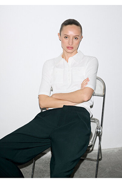 Mavi Leinen-Mischgewebe Ecru Polo-T-Shirt Slim Fit / Schmal geschnitten 16138...