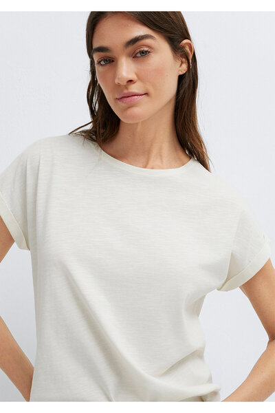 Mavi Ecru Basic T-Shirt mit Rundhalsausschnitt, reguläre Passform / normale S...